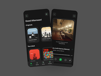 Spotify App Redesign (Dark mode) Concept app app design application black mode clean dark mode dark ui design minimal trendy trendy design ui design uiux