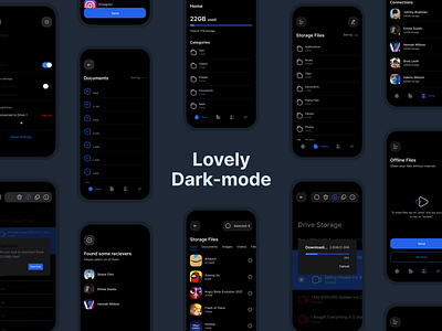 Urban Storage App UI Kit ( Dark mode screens )