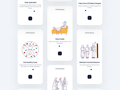 Covid Advices Onboardings Screens