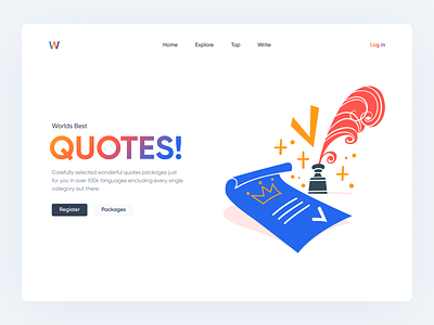 Quotes Site Page UI Concept call to action clean clean ui gradient illustration log in minimal page page design ui