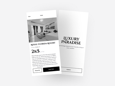 Luxury Paradise App Concept blackandwhite booking clean hotel hotel booking luxury luxury design minimal rare ui ui design