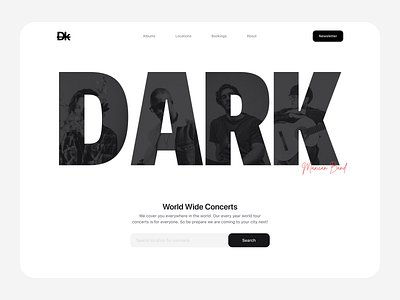 Dark Band Landing Page Concept clean concept design landing landing design landing page minimal modern ui ux