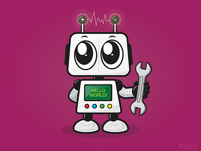 Meet RUDI - Concept 2 character icon illustration line art logo robot vector