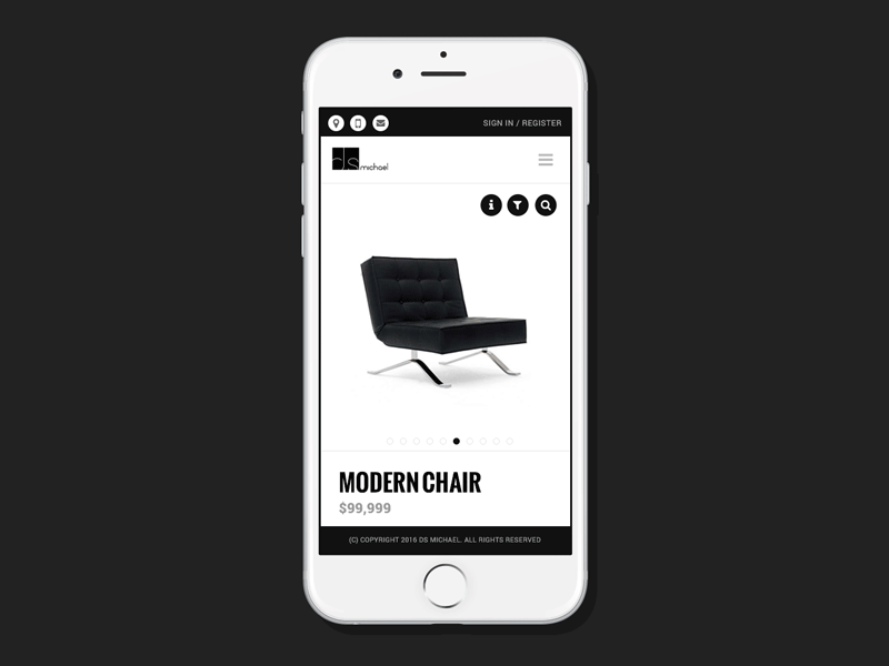 Furniture Showcase Animation animation clean gif interface iphone minimal mobile product showcase simple ux website