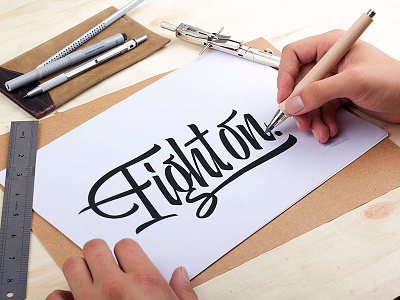 For all my peoples on the Monday grind "Fight On" fight fyresite illustration on pen pencil type typography