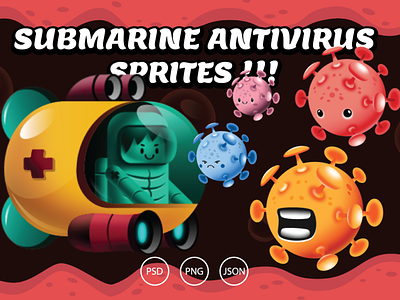 Submarine Sprites - 2D Game Asset corona corona game asset corona virus submarine game asset submarine sprites virus game asset virus sprites