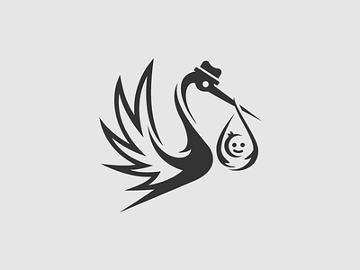 Gentle Stork baby baby logo baby shop baby shop logo bird logo children logo delivery logo family logo kids logo stork stork logo