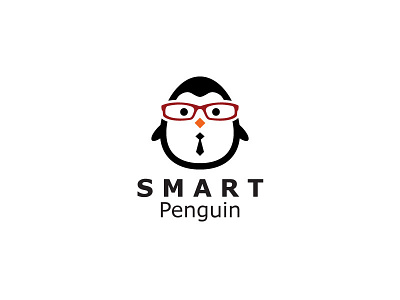 Smart Penguin Logo bird coder geek glasses hacker it linux logo nerd penguin programmer smart