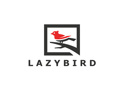 Lazy Bird Logo bird branch logo nature red