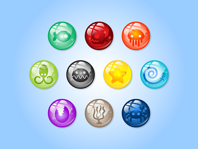 Game Marbles - Deep Ocean Creatures bubble game bubbles game game asset game character marbles puzzle tetris vector