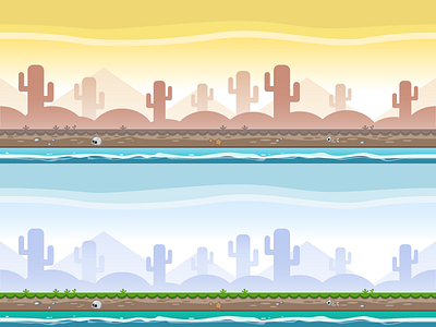 Side-Scrolling Game Background - Desert River