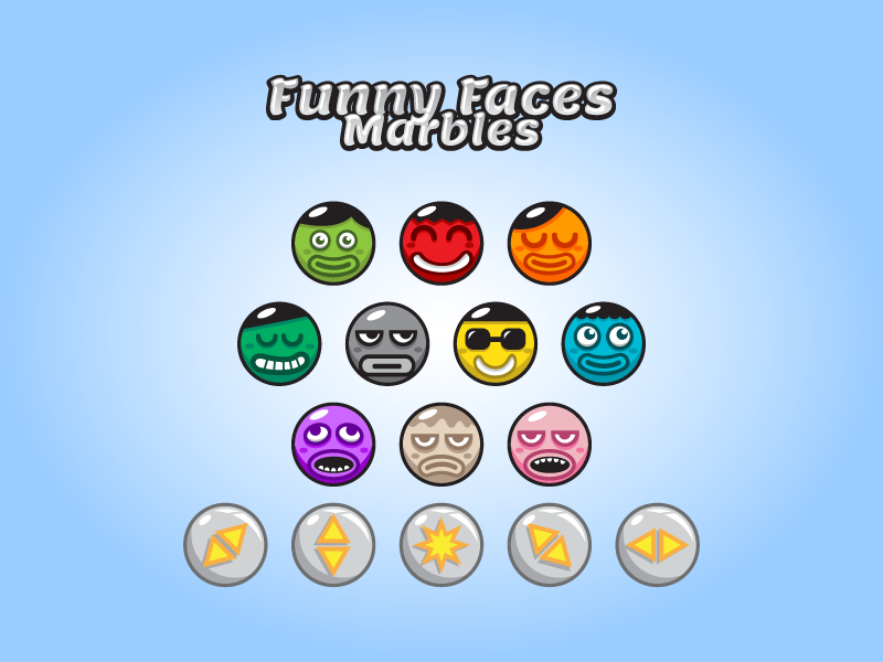 Game marbles - Funny Face Smilies bubbles marbles puzzles tetris game asset gamedev indie android game gui smilies smiley face