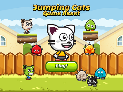 Jumping And Running Cats Game Asset android game animation cat game art game asset game character gamedev gui indie pet sidescroller sprite sheet