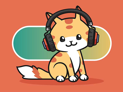 Quiet Song Cat #001 cat child cute hearphone kawaii kitten little music nft orange