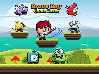 Game Asset - Brave Boy Game Kit Sprite Sheets android game boy child game art game asset game character gamedev kid mobile games sidescroller sprite sheet