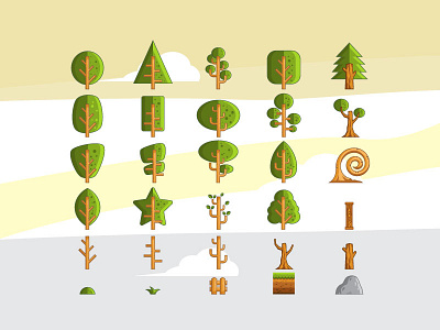 Game Ornaments - Trees for Game Background game background game decorations game ornaments tree vector