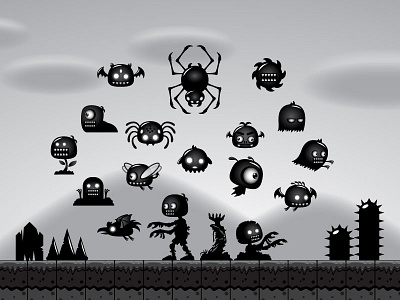 18 creepy creatures - vector made game characters game asset game character game sprites ghost limbo sprite sheets zombie