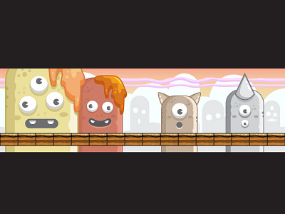 Monster Land Game Background with Obstacles