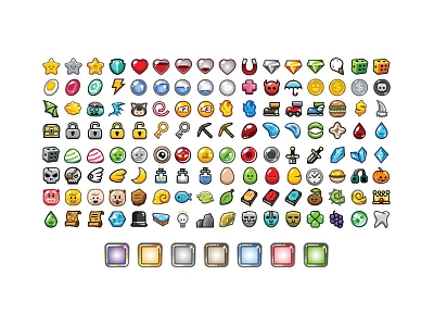 128 Ingame Items + 7 Frames for Game Dev characterdesign game icons game item game items gamecharacter gamedesign gamedev gamedeveloper indiegame ‬ game icon