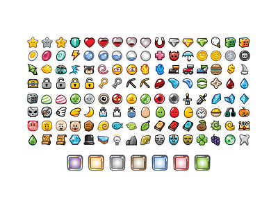 128 Ingame Items + 7 Frames for Game Dev characterdesign game icons game item game items gamecharacter gamedesign gamedev gamedeveloper indiegame ‬ game icon