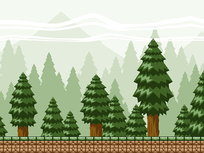 Pine Forest Mountain - 2d Game Background 2d game background forest game background green game background hill game background mountain game background parallax game background pine game background