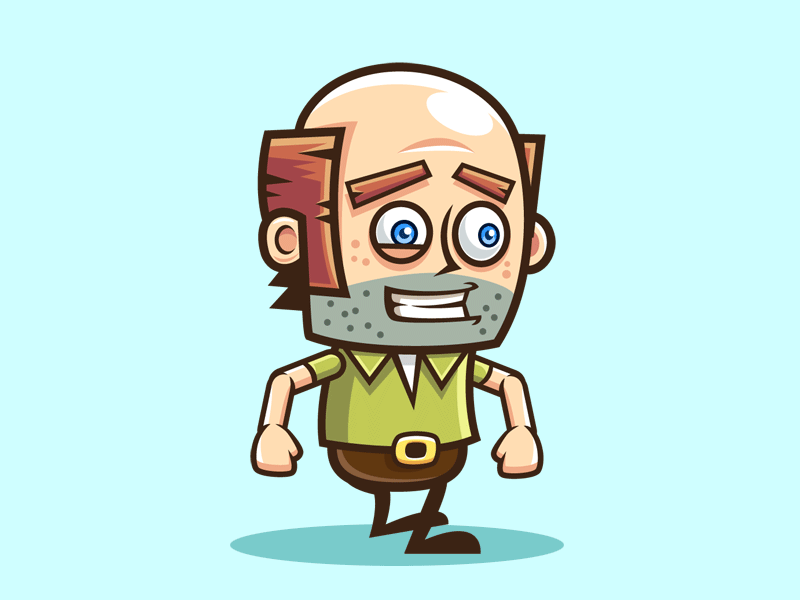 Running Baldy Man Game Character GIF
