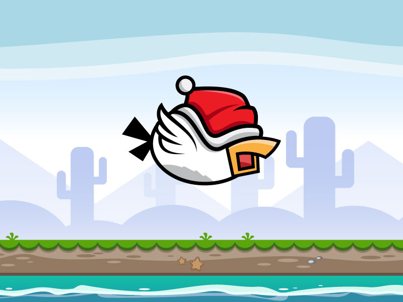 Flappy Bird With Santa Hat - Flying Game Character sheets sprite assets hat santa character game flying bird flappy