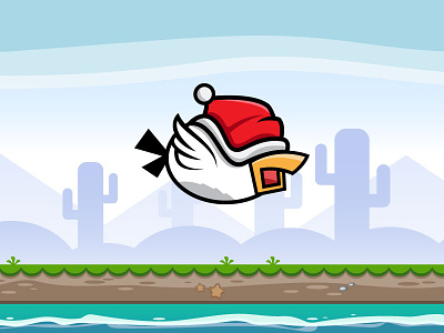 Flappy Bird With Santa Hat - Flying Game Character assets bird character flappy flying game hat santa sheets sprite