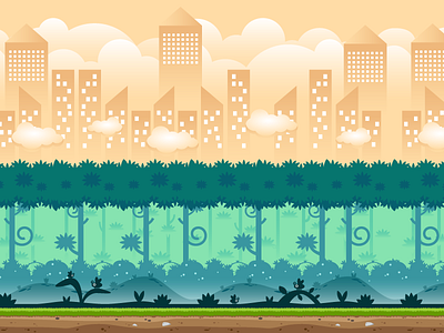 City And Forest Game Background asset background city forest game parallax sidescroller