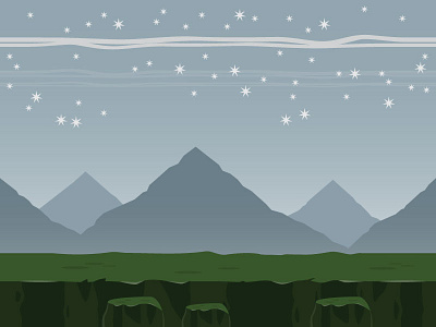 Starry Night Journey Game Background 2d background flat game mountain night parallax starry stars