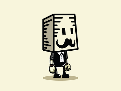 Box Head Game Character with Mustache box boxhead cute character game character gameart head indiegame male character