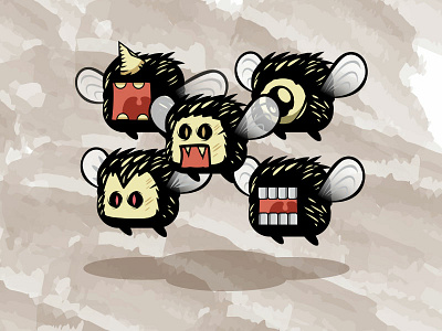 2D Bad Flies | Flying Game Character Sprites 2d asset black cartoon character flies fly flying game scroll sheet side sprites