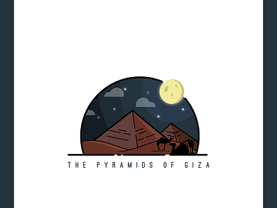 The Pyramids of Giza design egypt flat giza graphic icon illustration landmark logo minimal moon night pyramids ui ux vector web