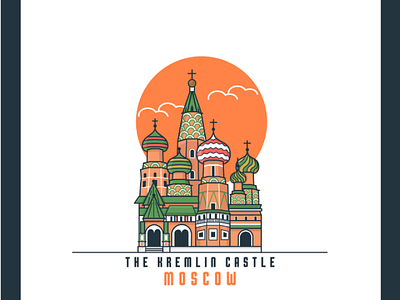 The Kremlin branding colours design flat graphic icon iconicplaces illustration kremlin landmark minimal mocow places russia travel ui