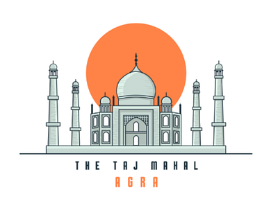 The Taj Mahal, Agra agra building design designs flat graphic graphics illustration illustrations india minimal taj tajmahal vector vectors