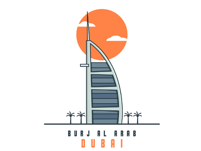 Burj al arab, dubai artprint building burjalarab comfortable dubai flat graphics hotel icon icons illustration illustrations landmark landmarks luxury minimal posters ui vector vectors