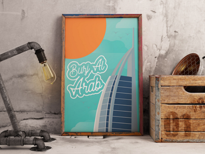 Burj al arab artprint building burjalarab design dubai illustration landmark poster print vector