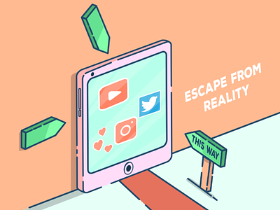 Escape From Reality colours flat icon illustration iphone isometric pastel socialmedia ui vector web