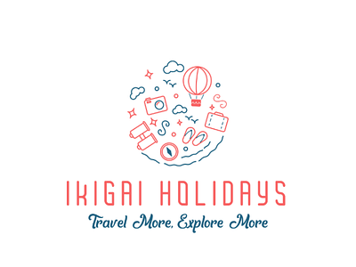 Ikigai Holidays branding design designs emblem holiday illustrations logo relax tourism vacation vector