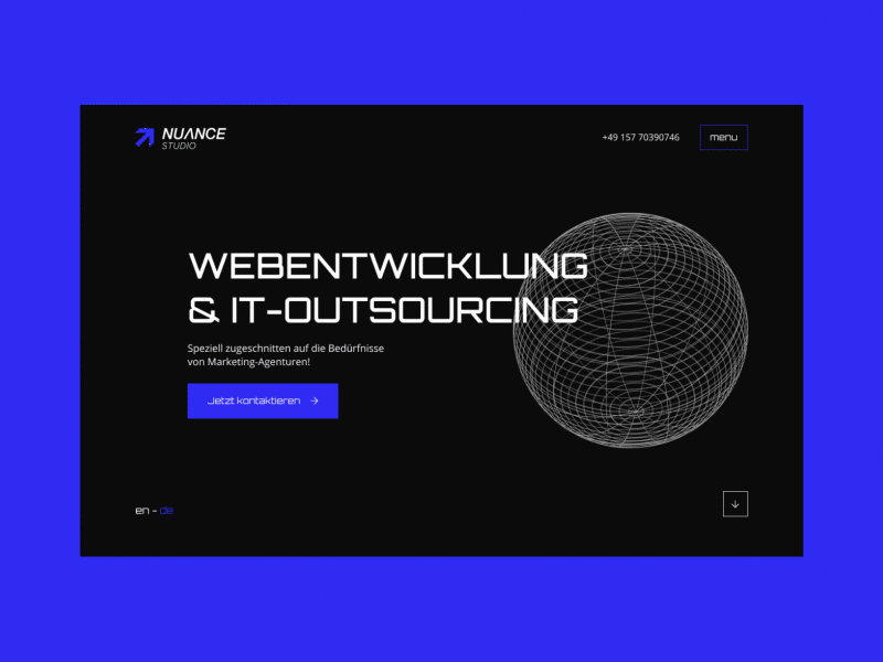Nuance — website 2022 3d aestetic agency blue design digital elements figma illustration line minimal studio trend ui vector web
