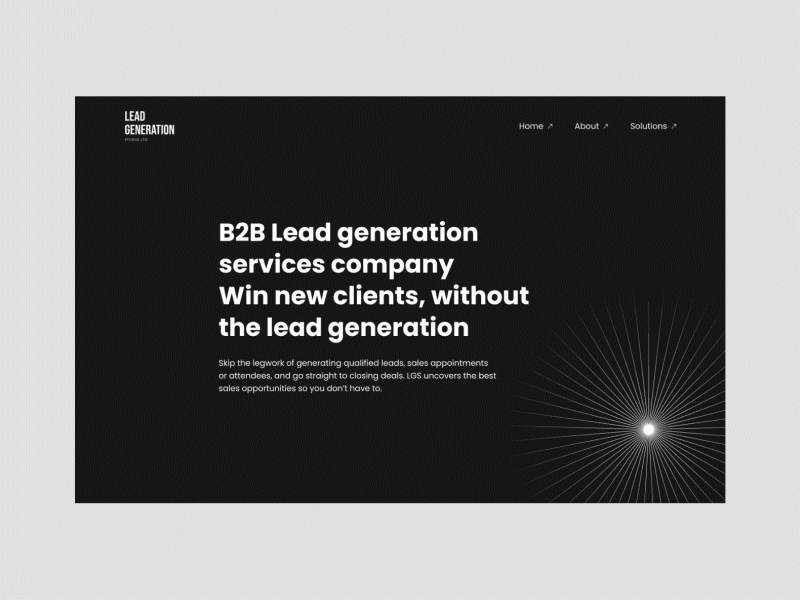Lead Generation — website 2023 3d aestetic agency animation black case design development digital figma illustration line minimal site studio trend ui vector web