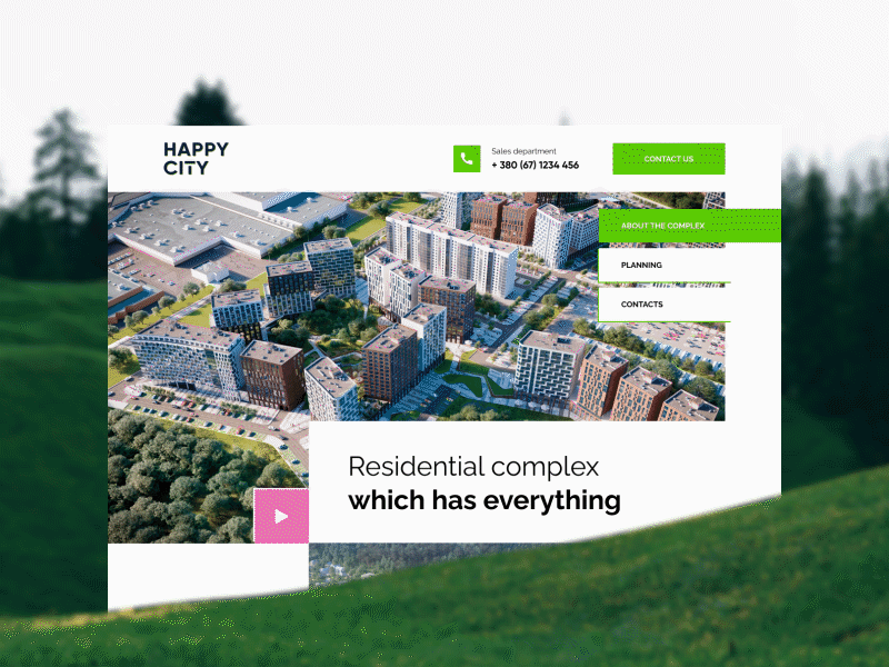 Happy city — website concept 2022 2023 3d aestetic agency animation apartment cases design digital elements figma infographic line minimal site studio trend ui vector