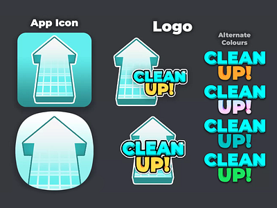 'Clean Up' logo and app design 3d app branding design game graphic design icon logo mobile mobilegame photoshop typography vector