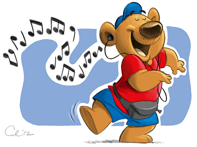 Dancing Bear bear boogie character exercise happy joy listening music walking workout