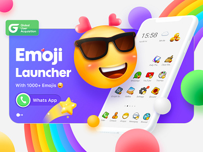 Emoji Launcher ui 品牌 插图 设计