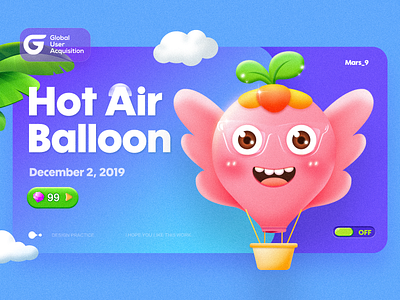 Lovely hot air balloon illustration ui