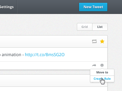 Tweetdig - Tweet settings twitter dropdown button ui