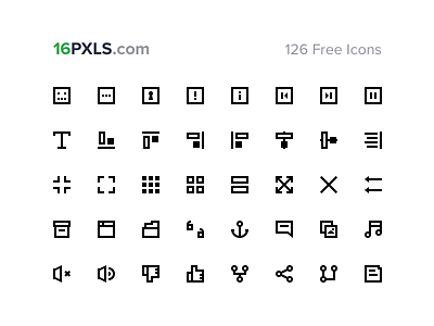 16PXLS - 126 Free 16px Icons 16px free icons iconset