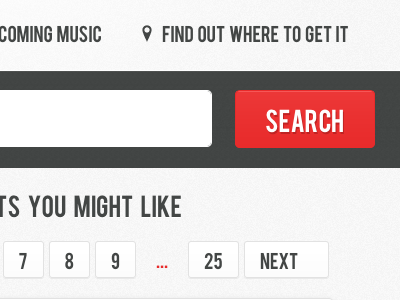 Mundiscover - Recommending music that isn't U2 big button pagination search typography