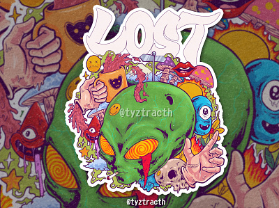 "LOST" artwork cartoon characterdesign digitalart doodleart graphic design illustration sticker streetwear tshirts